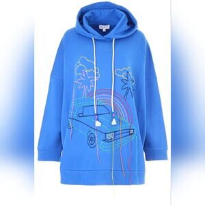 Mira Mikati Oversized hand embroidered blue hoodie size 4
